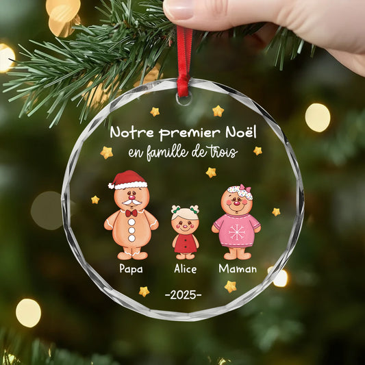 5354OFR2 ornement en verre personnalise notre premier noel en famille de trois 5354ottzi