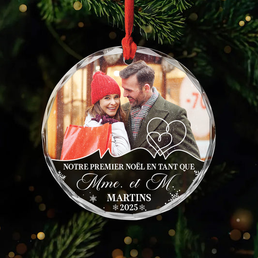 5355OFR1 ornement en verre personnalise pour couple notre premier noel couple 5355otlqg
