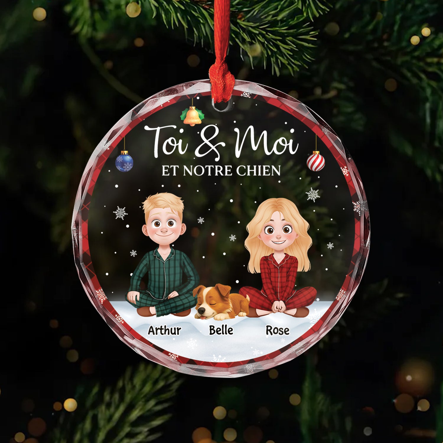 5360OFR1 ornement en verre personnalise toi et moi et notre chien 5360okyzc