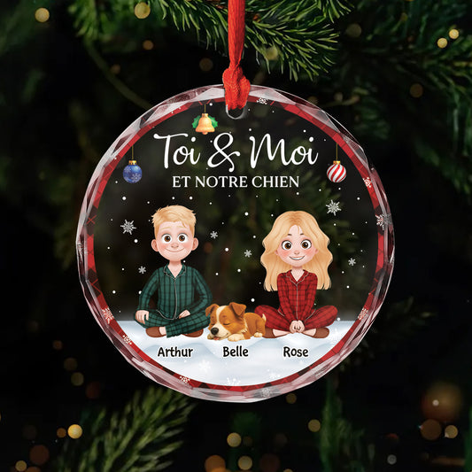 5360OFR1 ornement en verre personnalise toi et moi et notre chien 5360okyzc