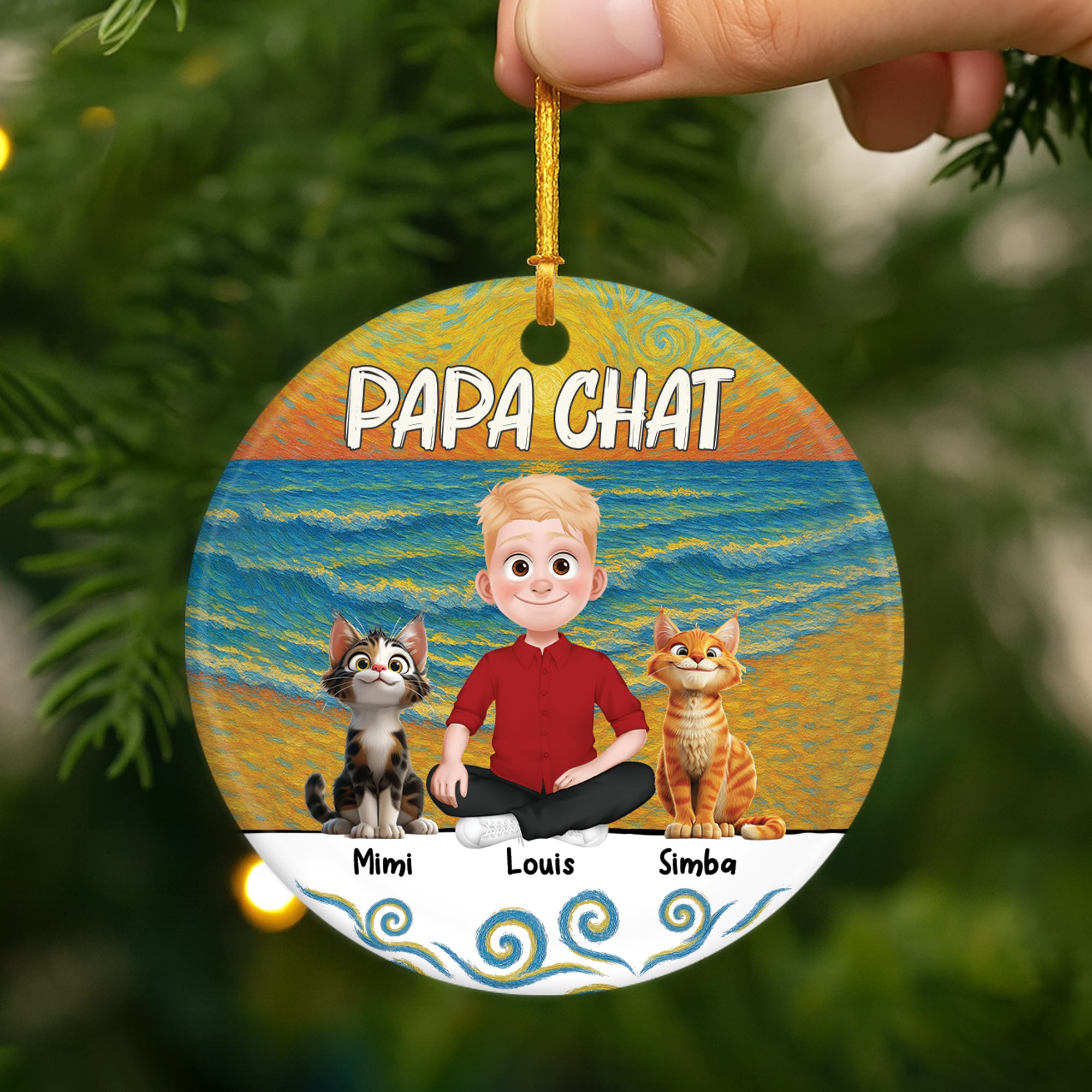 5361OFR2 ornement ceramique personnalise maman chat design cartoon 5361o3und