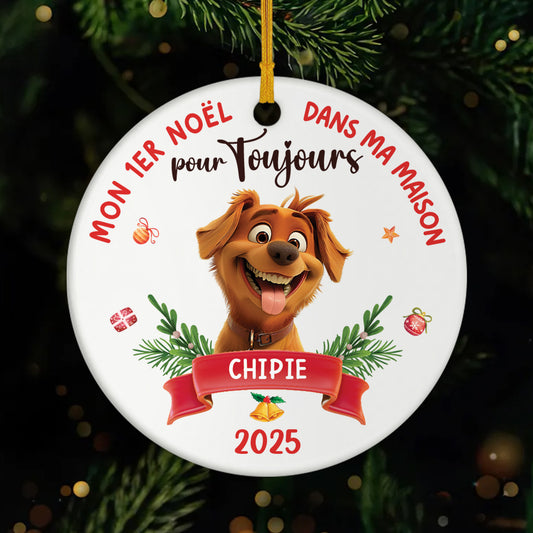 5362OFR1 ornement ceramique personnalise chien mon premier noel dans ma maison pour toujours 5362o8vzc