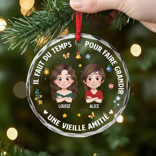 5367OFR2 ornement en verre personnalise il faut du temps pour faire grandir une vieille amitie noel design cartoon 5367o6vcf