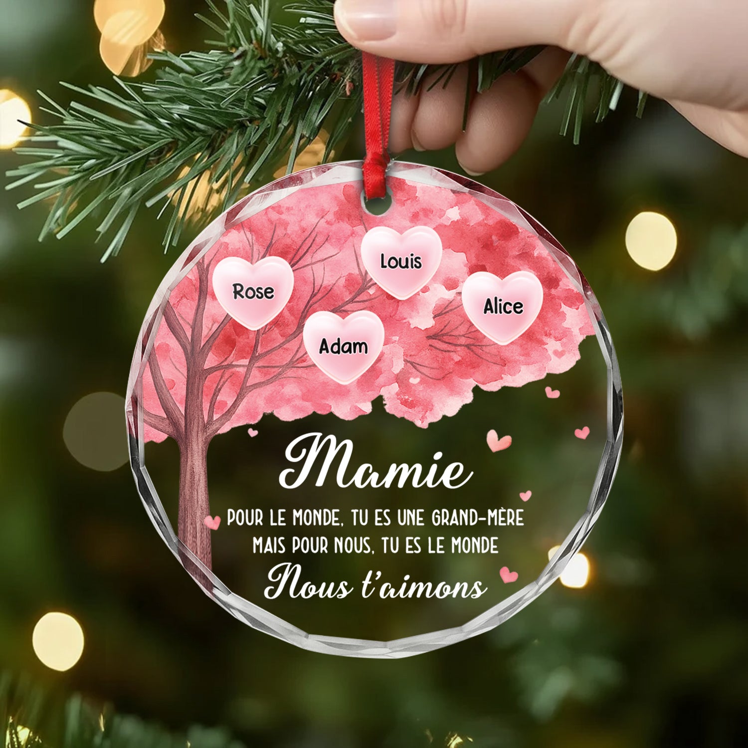 5374OFR2 ornement en verre personnalise pour maman pour moi tu es le monde 5374o8zza