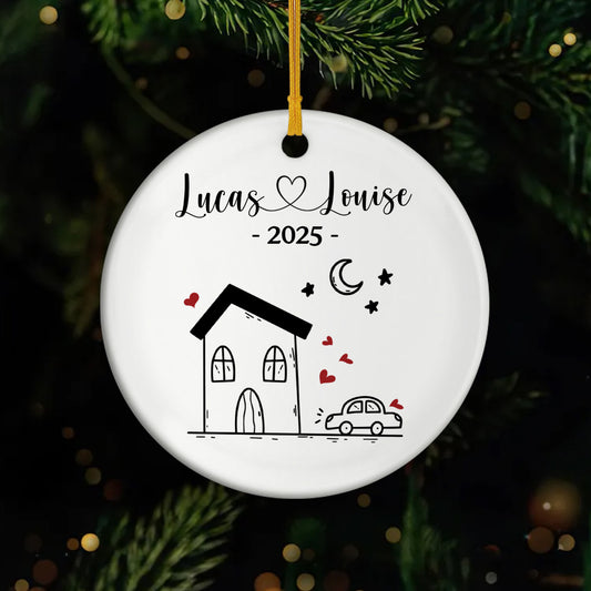 5375OFR1 ornement ceramique personnalise pour famille notre maison