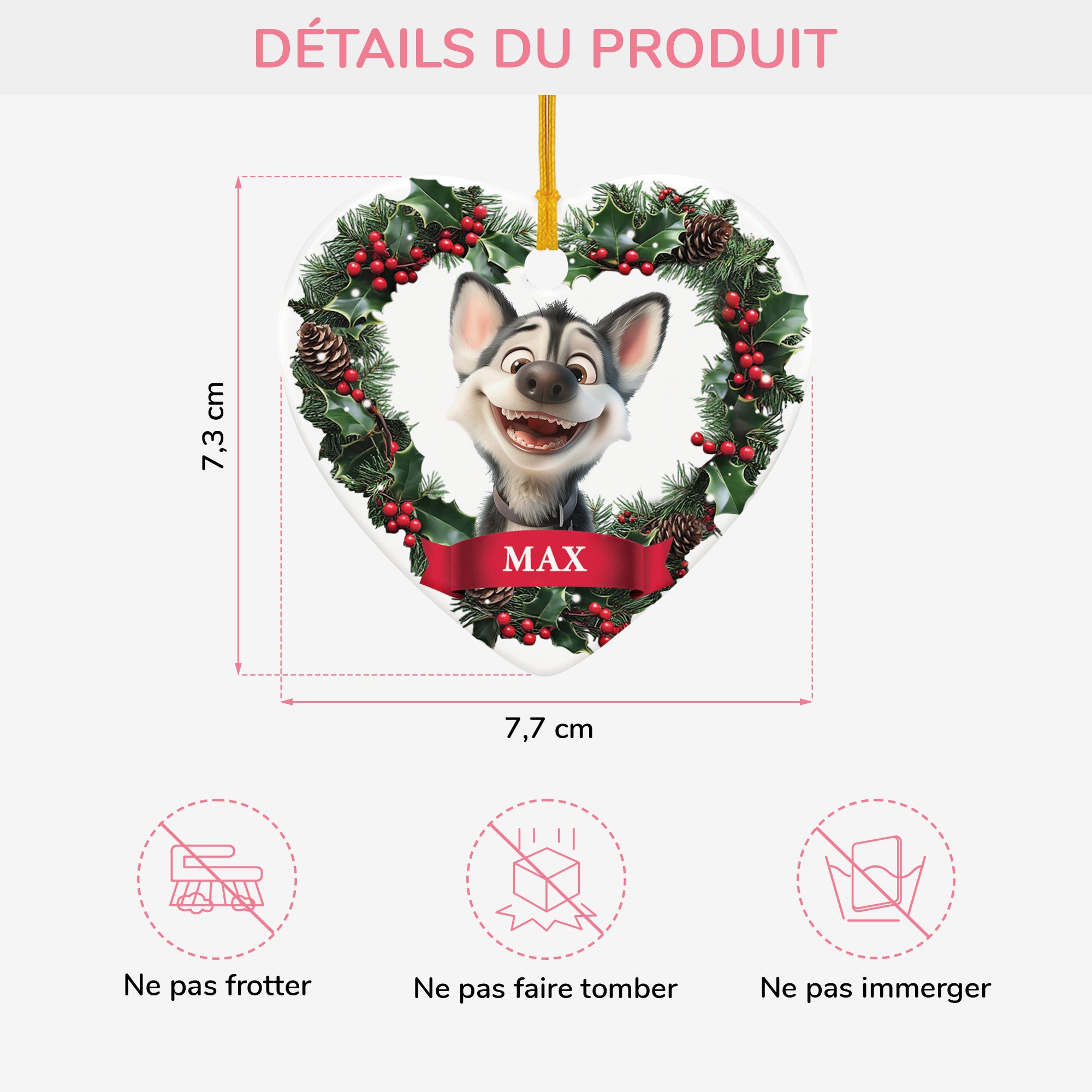 5377OFR3 ornement ceramique noel chien dessin anime 3d personnalise 5377o3vzc