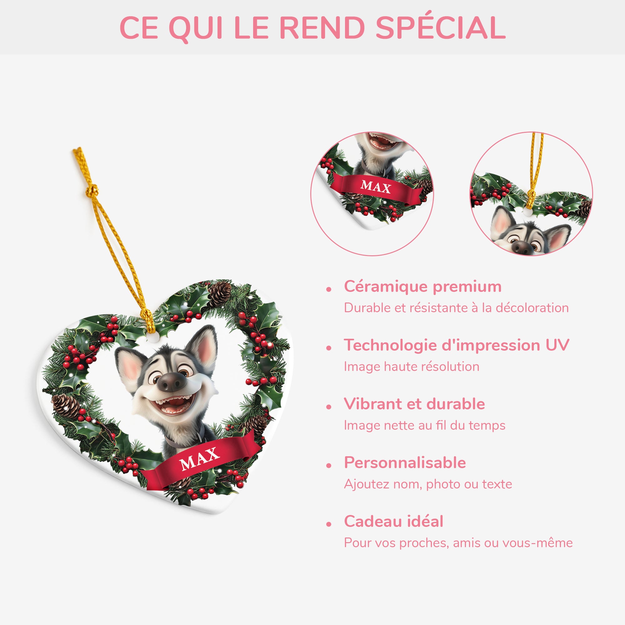 5377OFR4 ornement ceramique noel chien dessin anime 3d personnalise 5377o3vzc