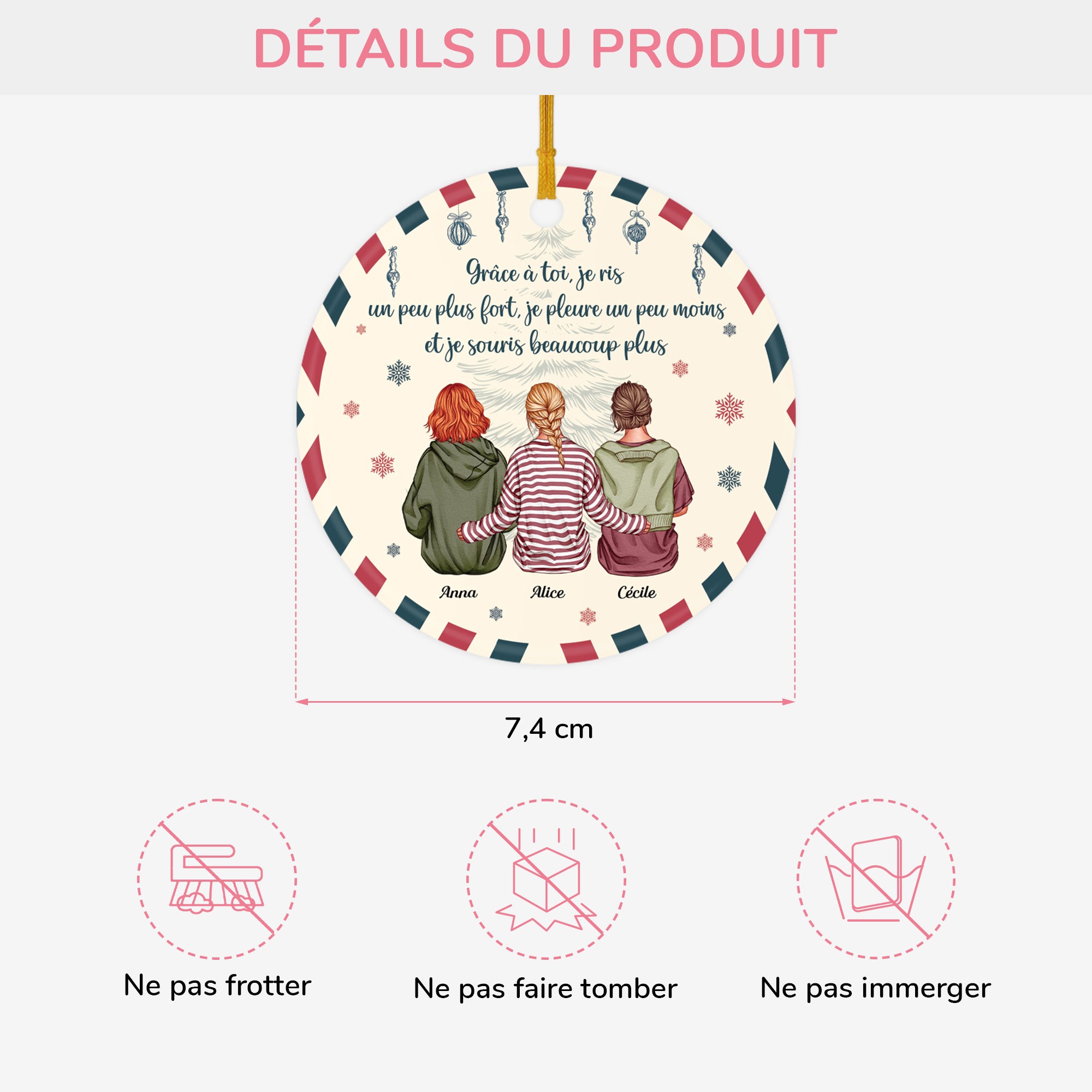 5378OFR3 ornement ceramique noel personnalise grace a toi je ris un peu plus fort 5378otmtf