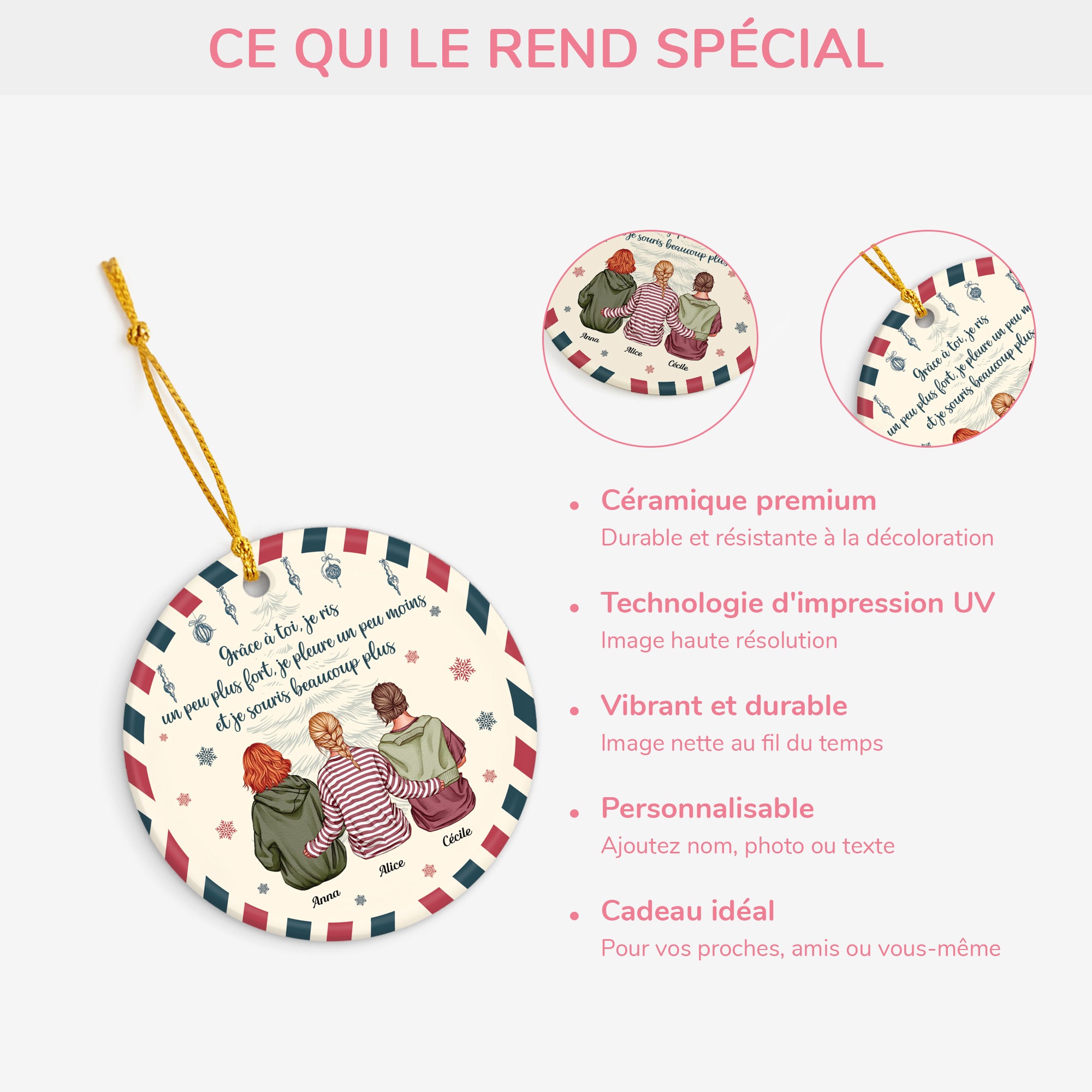 5378OFR4 ornement ceramique noel personnalise grace a toi je ris un peu plus fort 5378otmtf