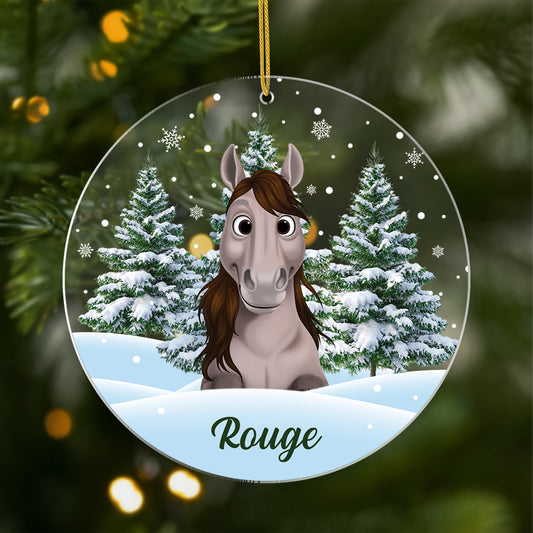 5379OFR1 ornement acrylique personnalise avec photo mon cheval avec sapin de noel 5379okq5u