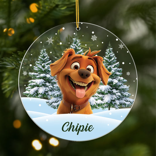 5379OFR1 ornement acrylique personnalise avec photo mon chien avec sapin de noel 5379okq5c