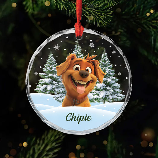 5379OFR1 ornement en verre noel chien sapin personnalise photo 5379okqmc