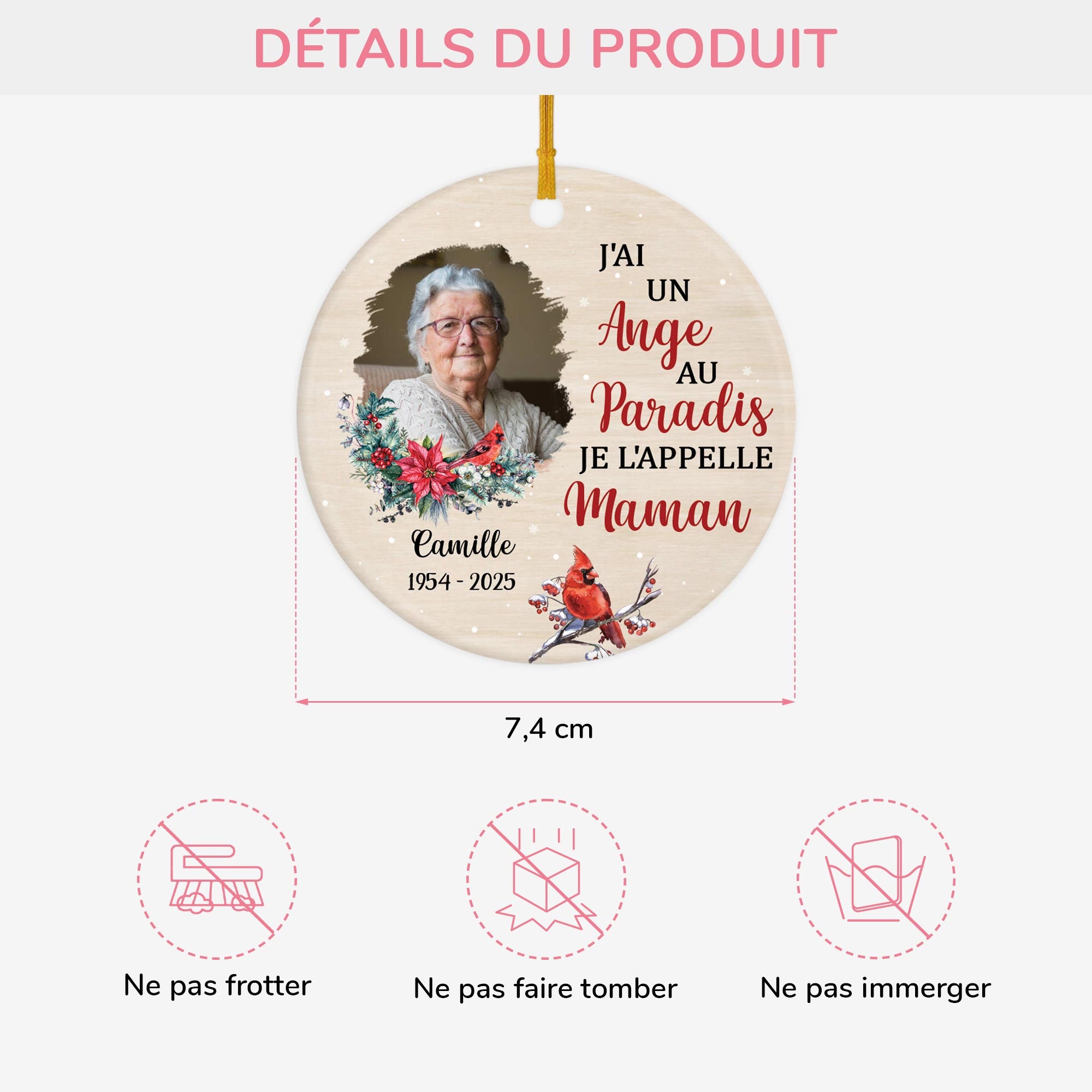 5386OFR3 ornement ceramique commemoratif personnalise jai un ange au paradis je lappelle maman 5386o6taa