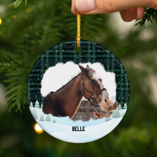 5387OFR2 ornement ceramique noel carreaux personnalise cheval 5387o6vau