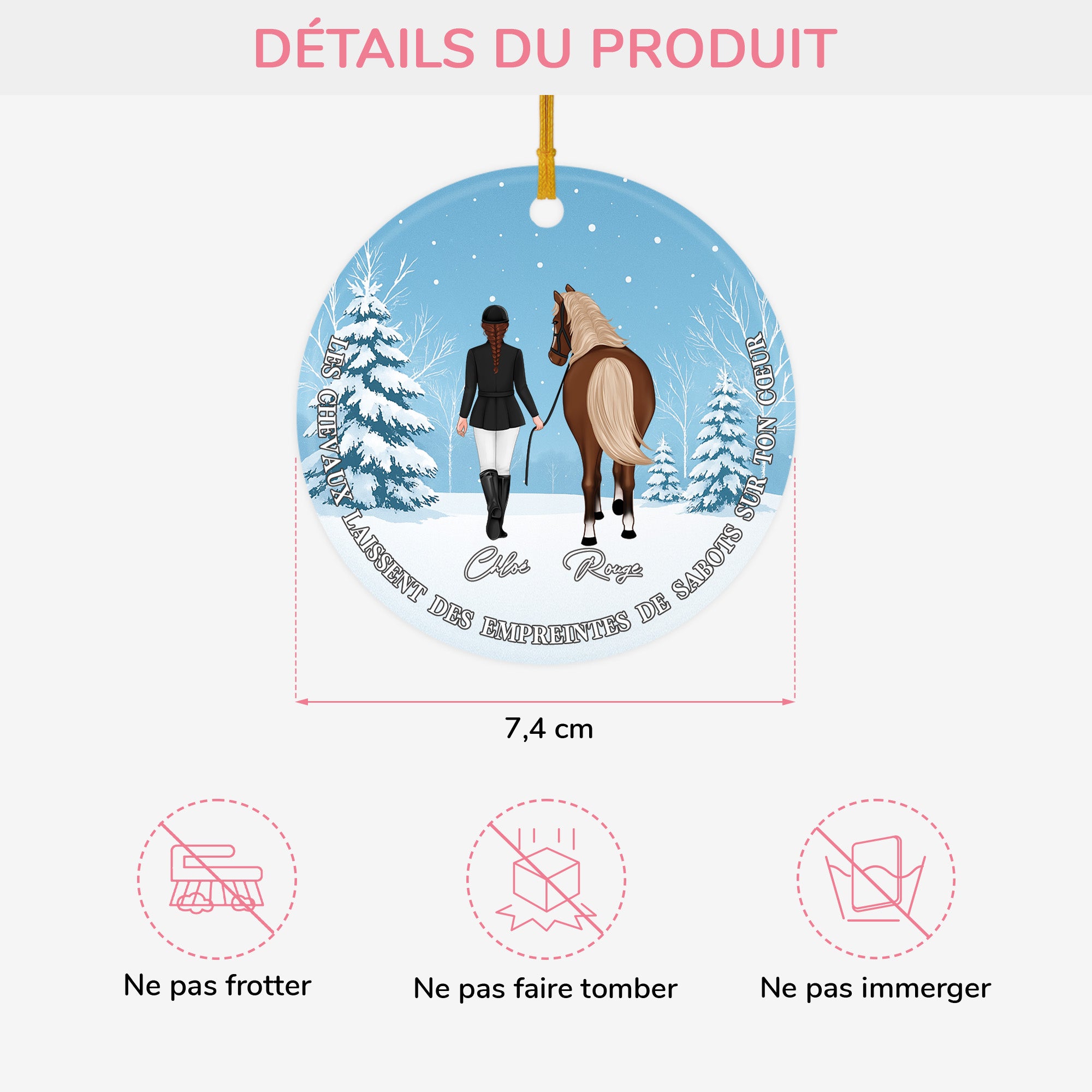 5397OFR3 ornement ceramique personnalise les chevaux laissent des empreintes de sabots sur ton coeur 5397o3lqu