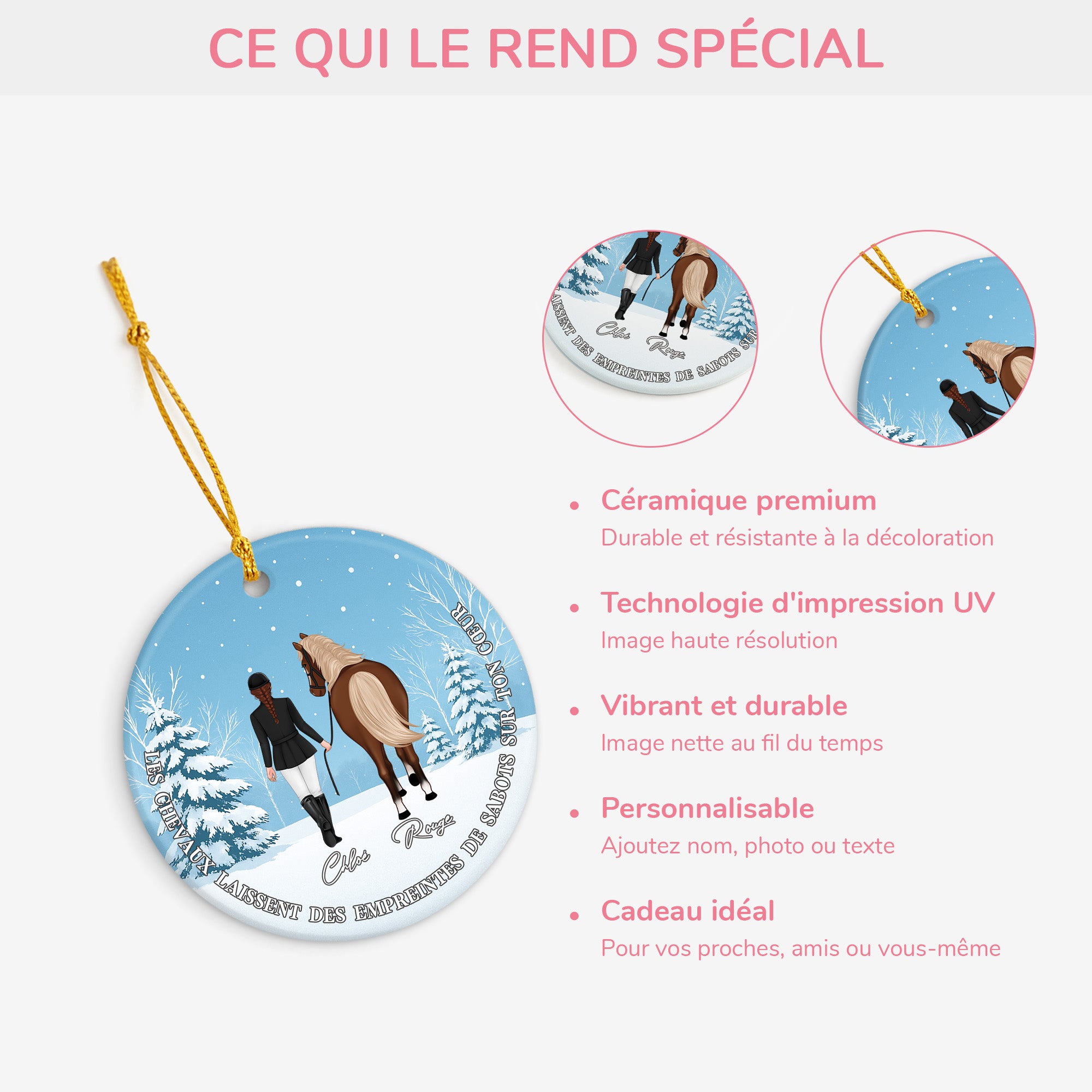 5397OFR4 ornement ceramique personnalise les chevaux laissent des empreintes de sabots sur ton coeur 5397o3lqu