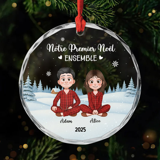 5398OFR1 ornement en verre couple personnalise notre premier noel ensemble 5398o3zcg