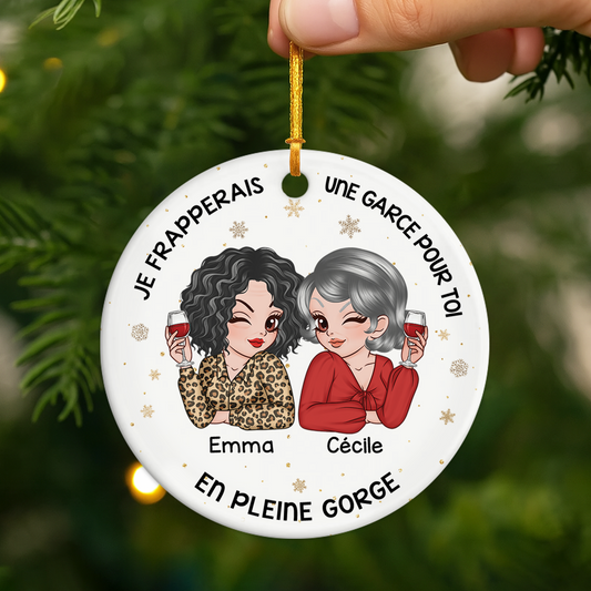 5404OFR2 ornement noel ceramique personnalise pour amie je frapperais pour toi 5404o