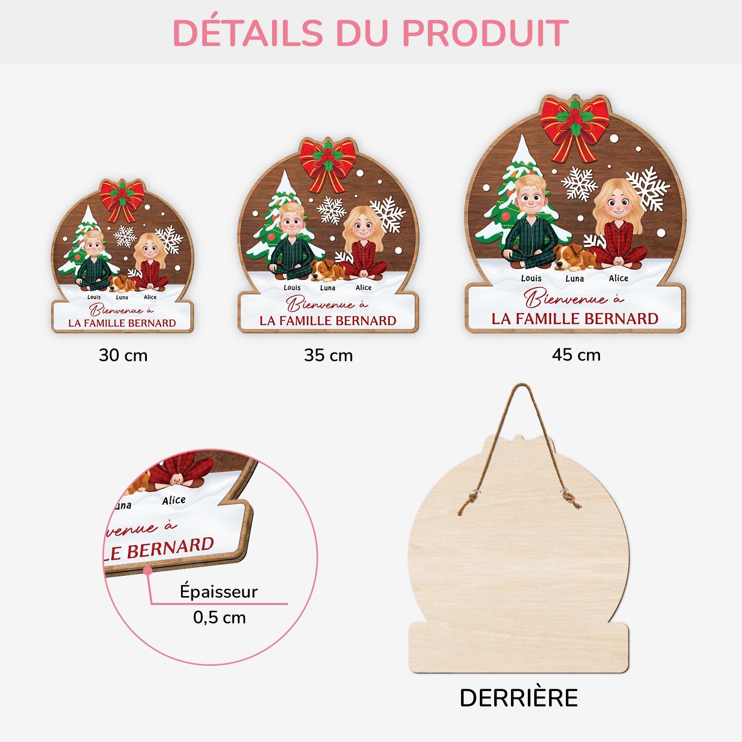 5409QFR3 plaque en bois personnalise couple avec chien bienvenue a notre famille 5409qkznc