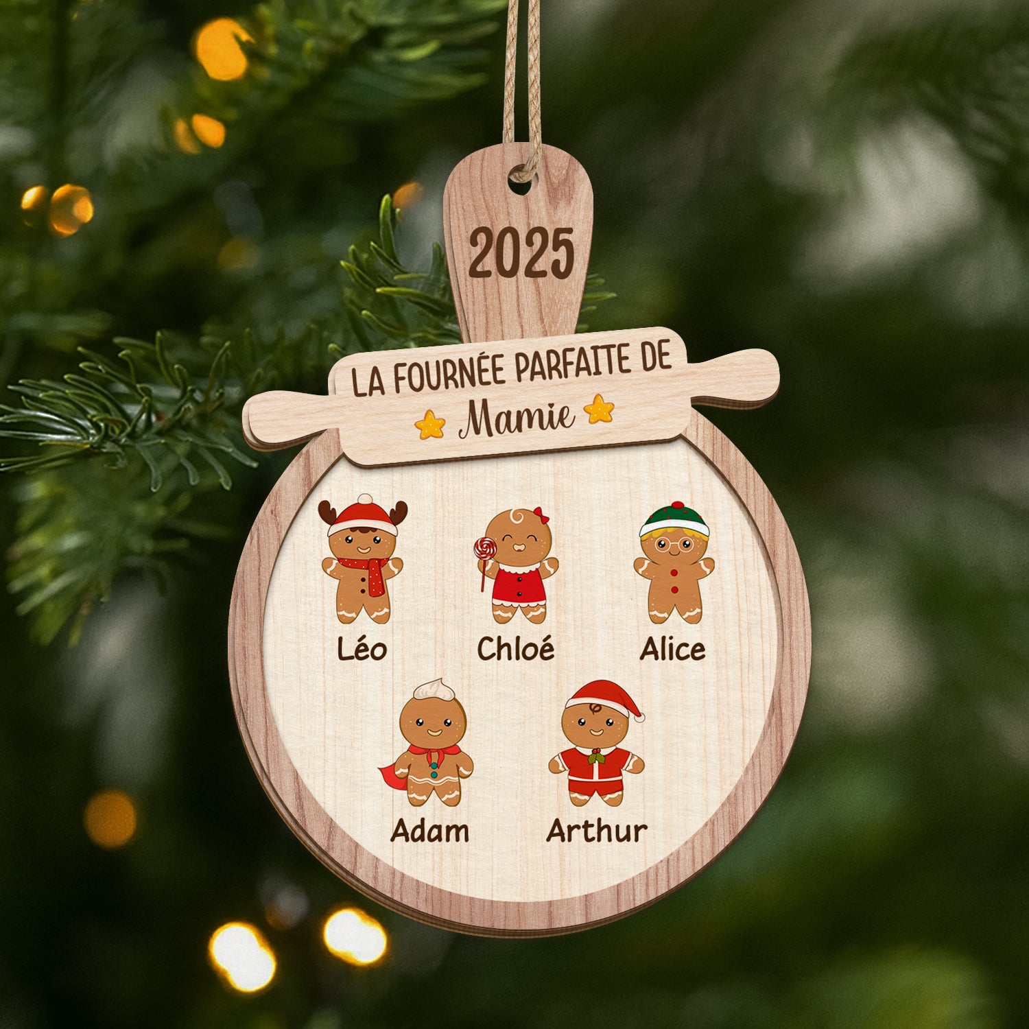 5412OFR1 ornement en bois a 2 couches personnalise la fournee parfaite de mamie noel 5412oktza
