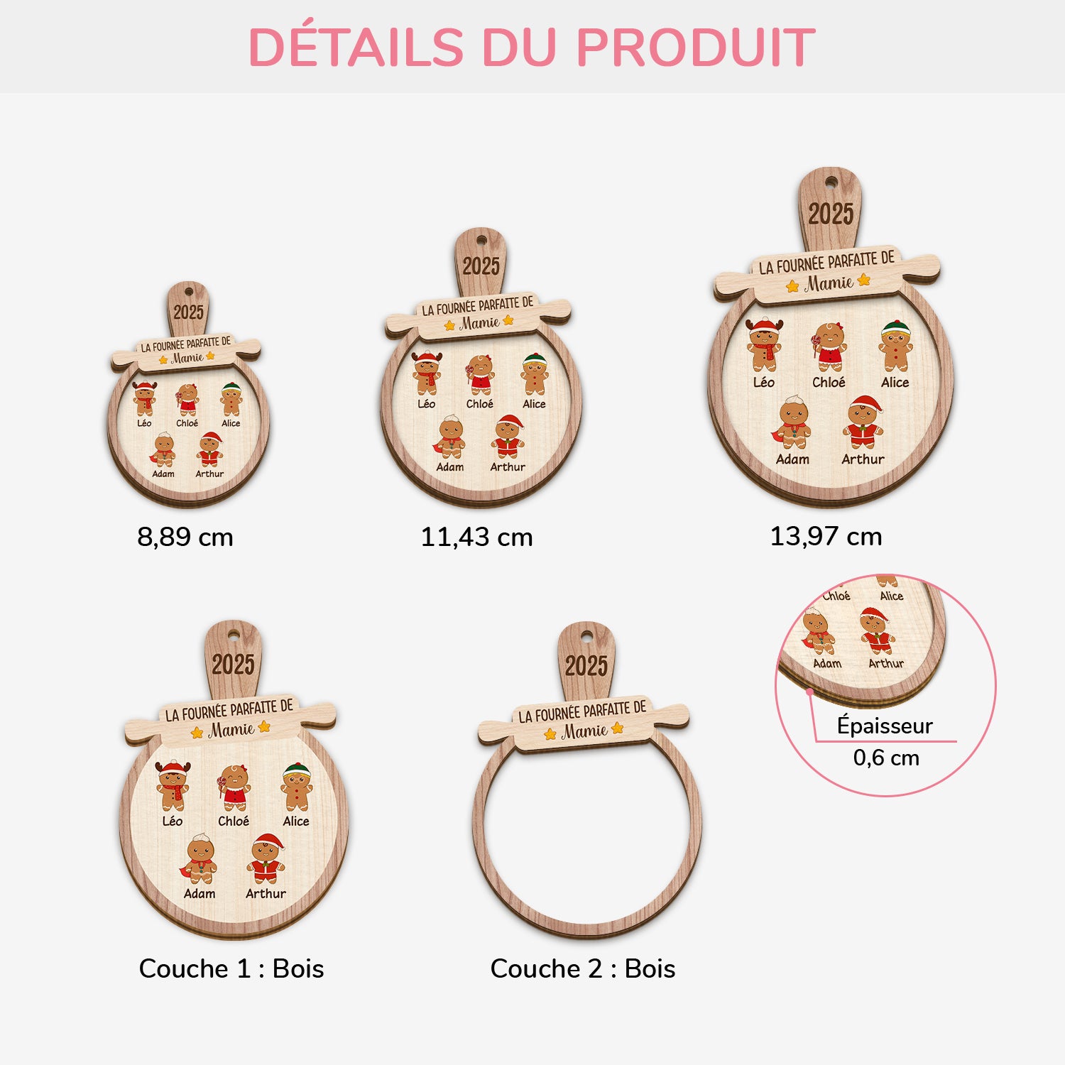 5412OFR3 ornement en bois a 2 couches personnalise la fournee parfaite de mamie noel 5412oktza