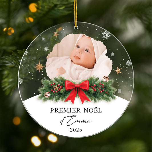 5413OFR1 ornement acrylique personnalise avec photo premier noel de bebe 5413okv0k