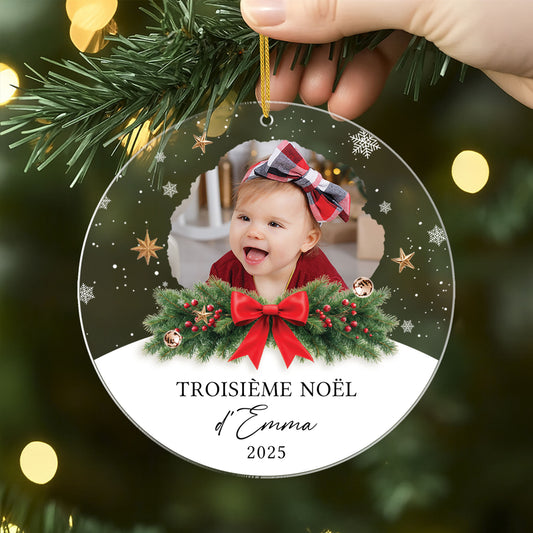 5413OFR2 ornement acrylique personnalise avec photo premier noel de bebe 5413okv0k