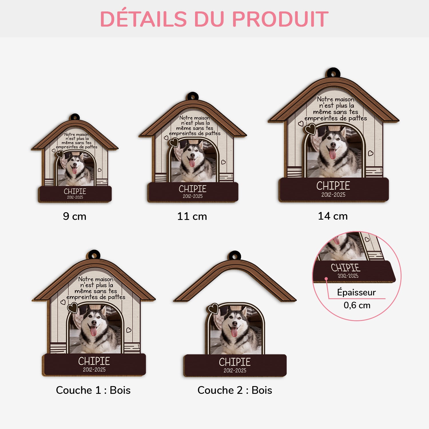 5415OFR3 ornement en bois a 2 couches personnalise sans tes empreintes de pattes chien noel 5415o6vqc