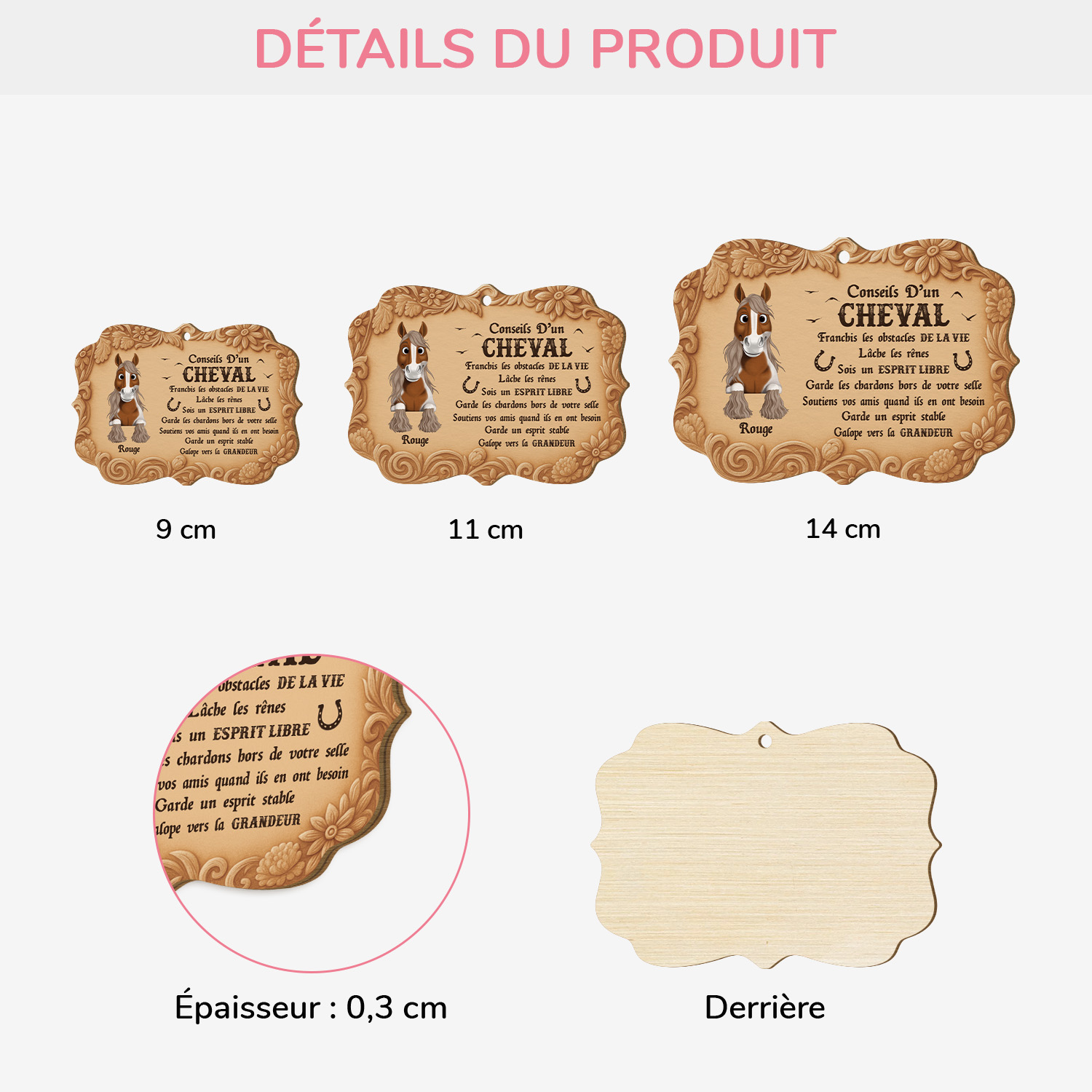 5421OFR3 ornement en bois a 1 couche personnalise conseils dun cheval 5421o6hmu