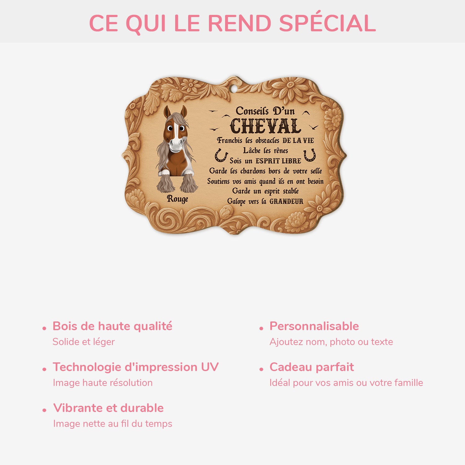 5421OFR4 ornement en bois a 1 couche personnalise conseils dun cheval 5421o6hmu