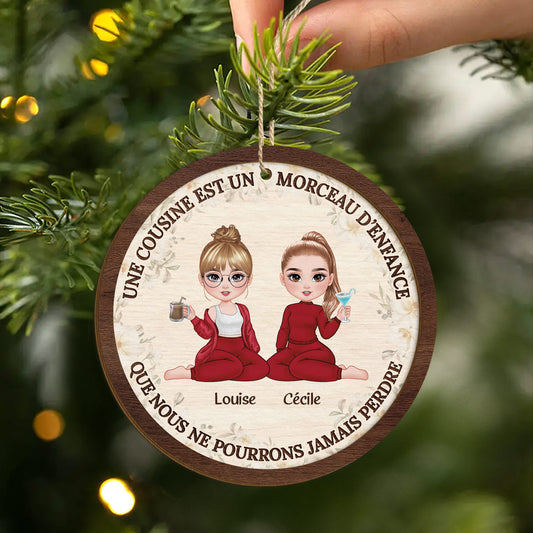 5422OFR2 ornement noel en bois a 2 couches personnalise une cousine est un morceau d_enfance 5422o6taf