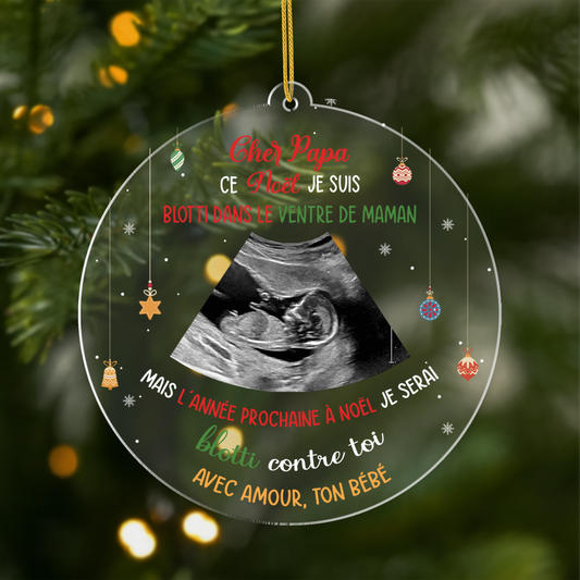 5428OFR1 ornement acrylique personnalise noel photo cher papa de bebe 5428oku5b