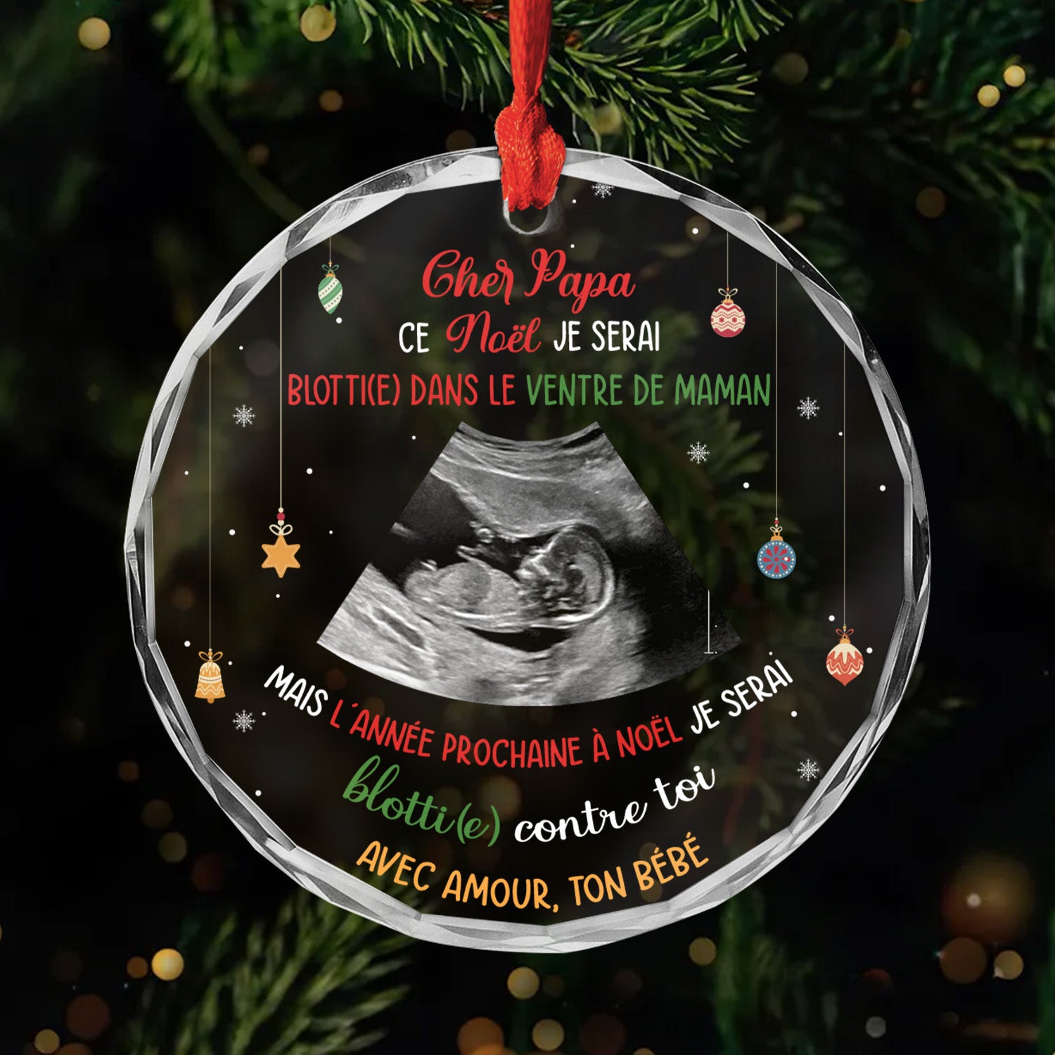 5428OFR1 ornement en verre personnalise noel photo cher papa de bebe 5428oklcb