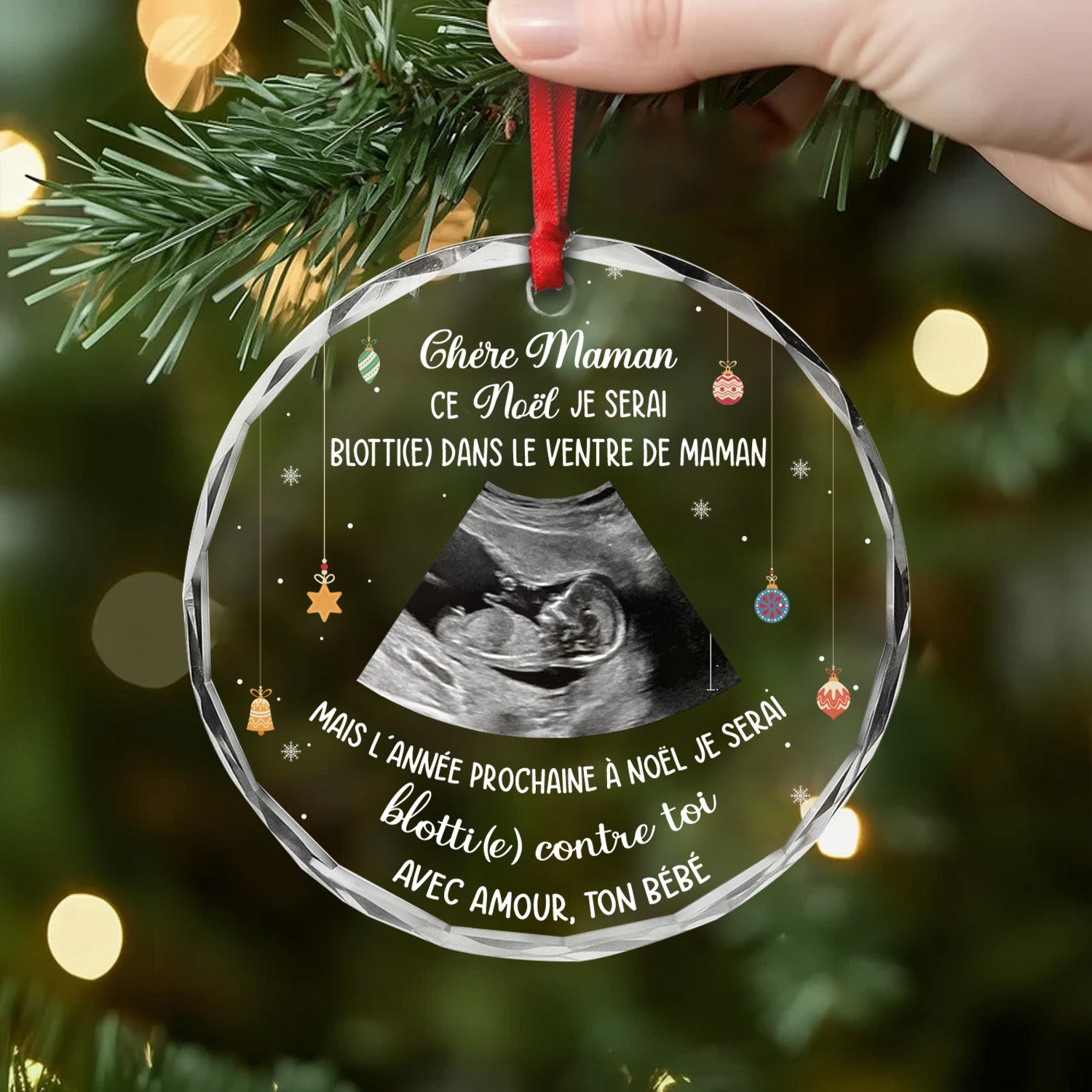 5428OFR2 ornement en verre personnalise noel photo cher papa de bebe 5428oklcb