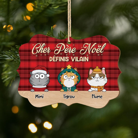 5434OFR1 ornement en bois a 1 couche personnlaise chat cher pere noel definis vilain 5434otlad