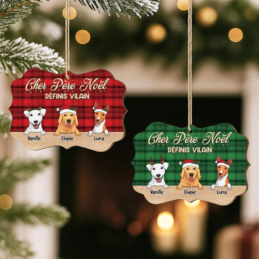 5434OFR2 ornement en bois a 1 couche personnlaise chien cher pere noel definis vilain 5434otlac