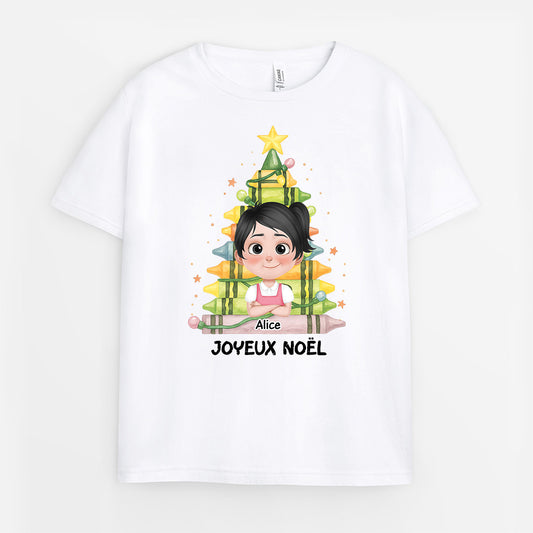 5436AFR1 t shirt personnalise pour enfant joyeux noel 5436akzmk