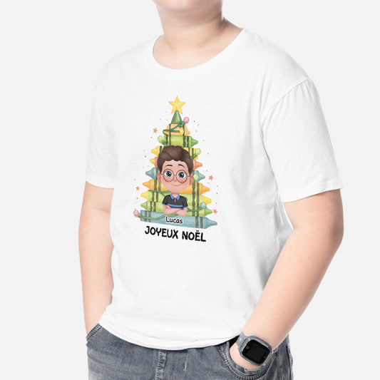 5436AFR2 t shirt personnalise pour enfant joyeux noel 5436akzmk