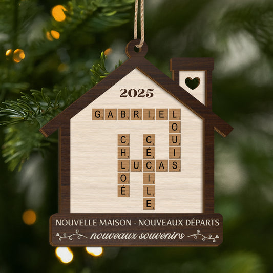 5437OFR1 ornement en bois a 2 couches personnalise avec mots croises nouvelle maison nouveaux departs 5437o3lci