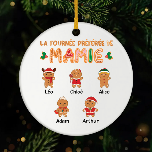 5438OFR1 ornement ceramique personnalise noel la fournee preferee de mamie 5438okz0a