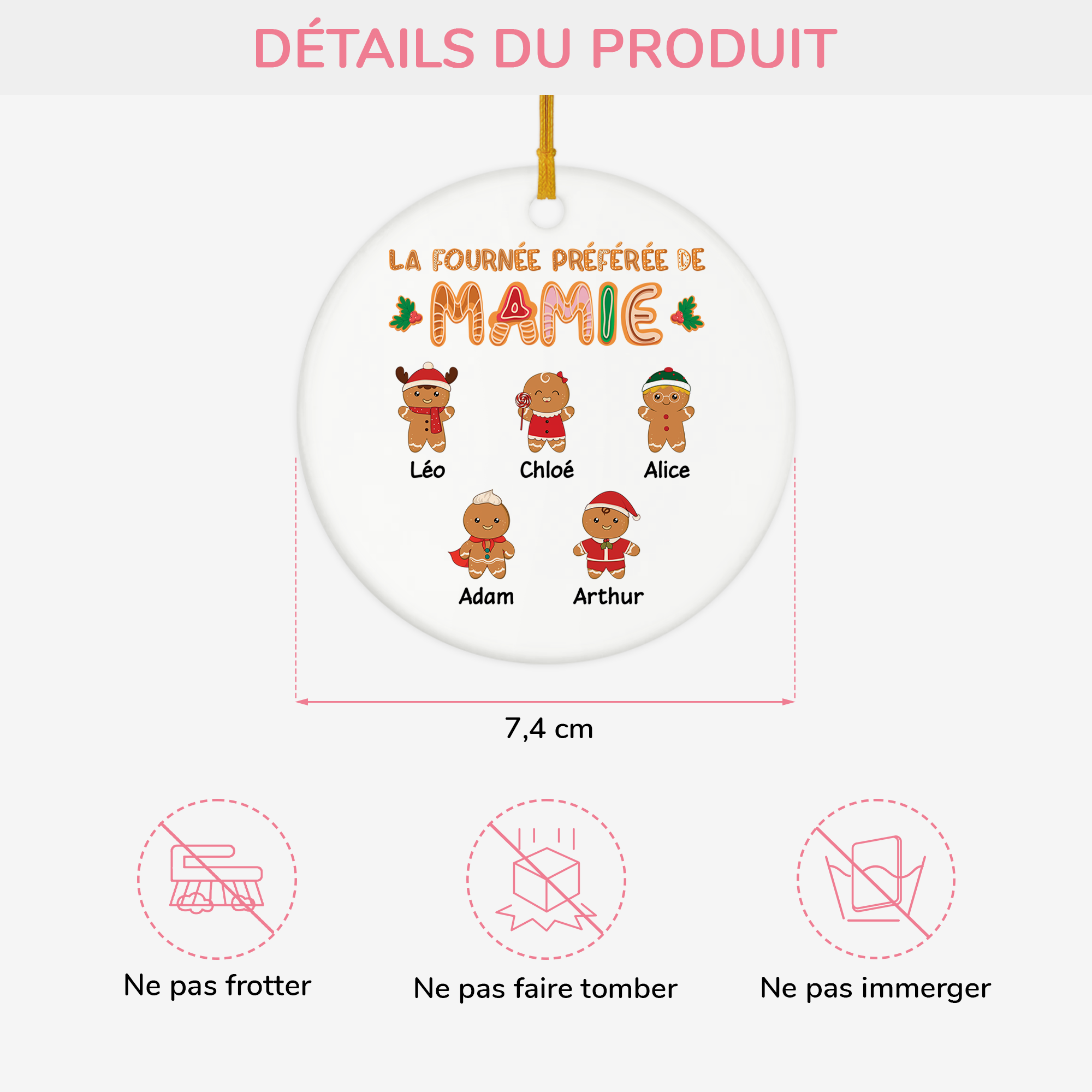 5438OFR3 ornement ceramique personnalise noel la fournee preferee de mamie 5438okz0a