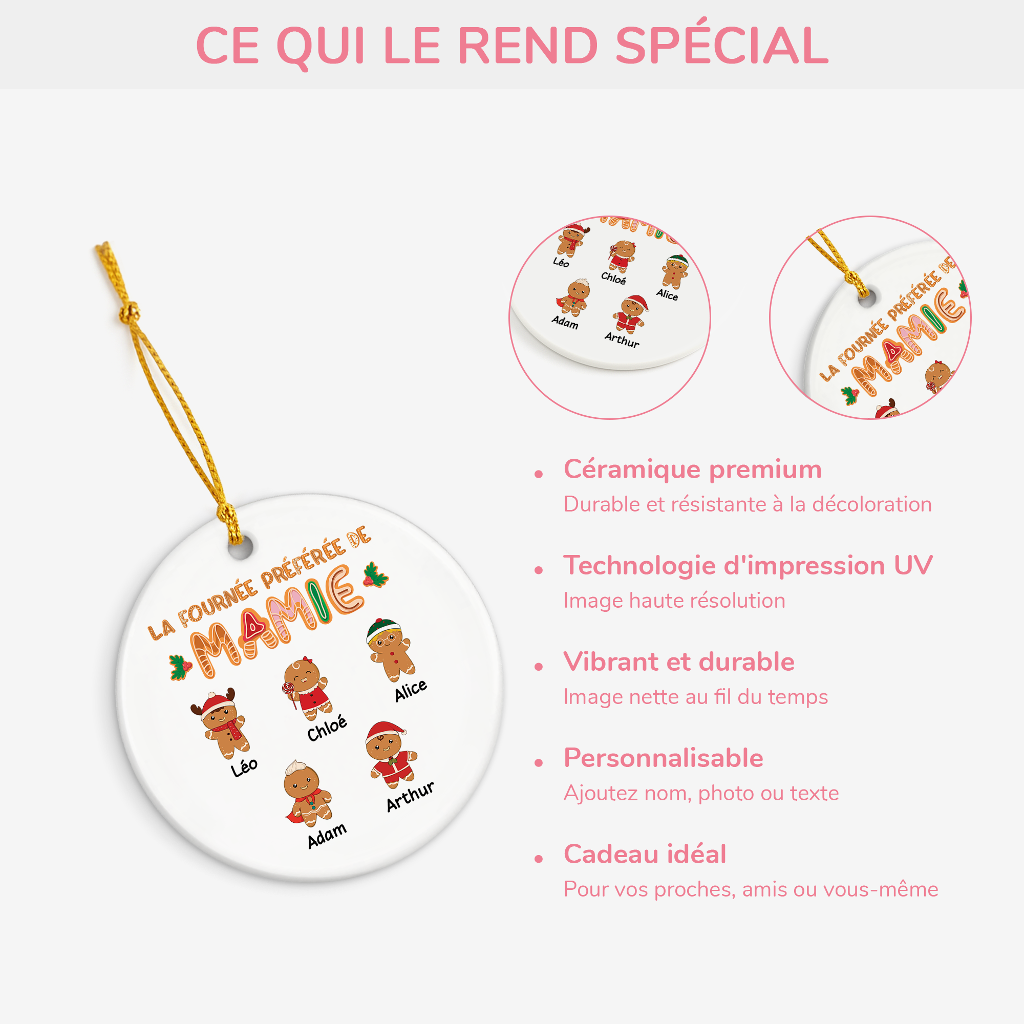 5438OFR4 ornement ceramique personnalise noel la fournee preferee de mamie 5438okz0a