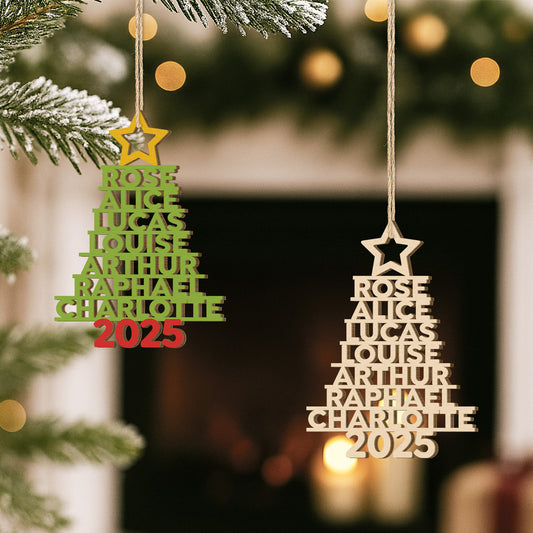 5448OFR2 ornement noel famille sapin en bois a 1 couche personnalise 5448o6qmf