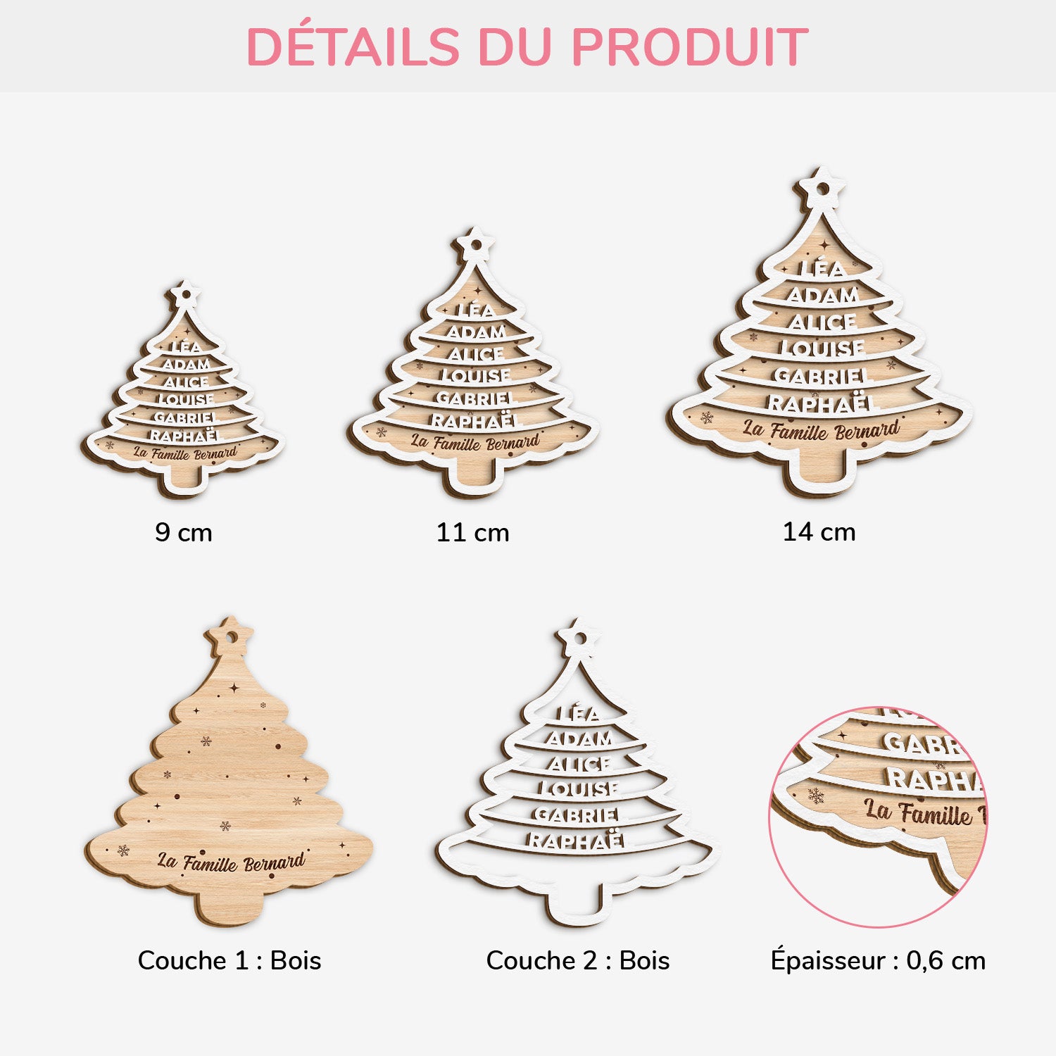 5449OFR3 ornement noel famille sapin en bois a 2 couches personnalise 5449o6zmf