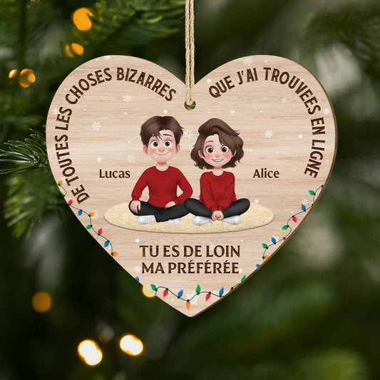 5456OFR1 ornement en bois a 1 couche personnalise noel pour couple photo tu es de loin ma preferee 5456okumg