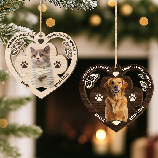 5466OFR2 ornement en bois a 1 couche personnalise chat toujours dans mon coeur 5466otttd