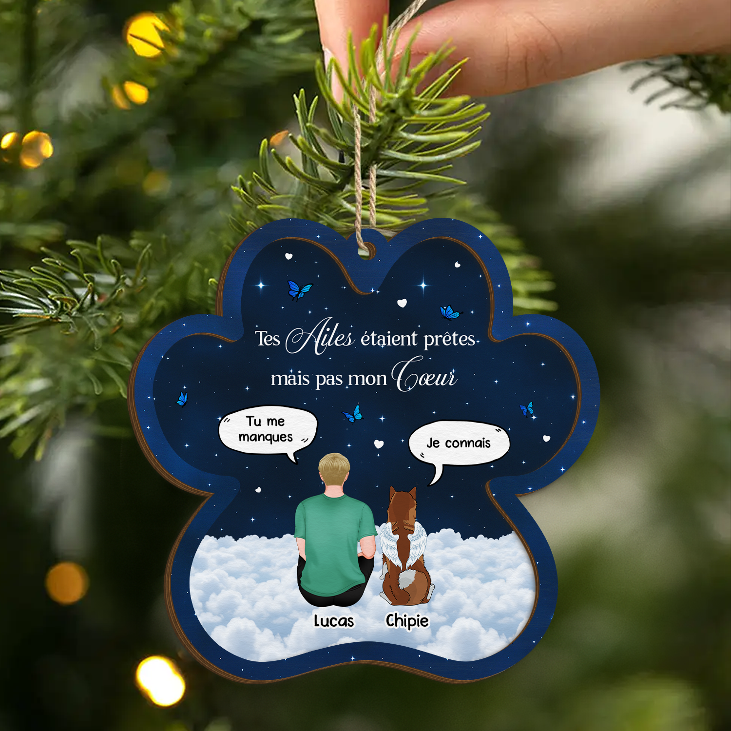 5471OFR2 ornement en bois a 2 couches chat commemoratif personnalise bonjour prefere adieu le plus difficile 5471o3ymd