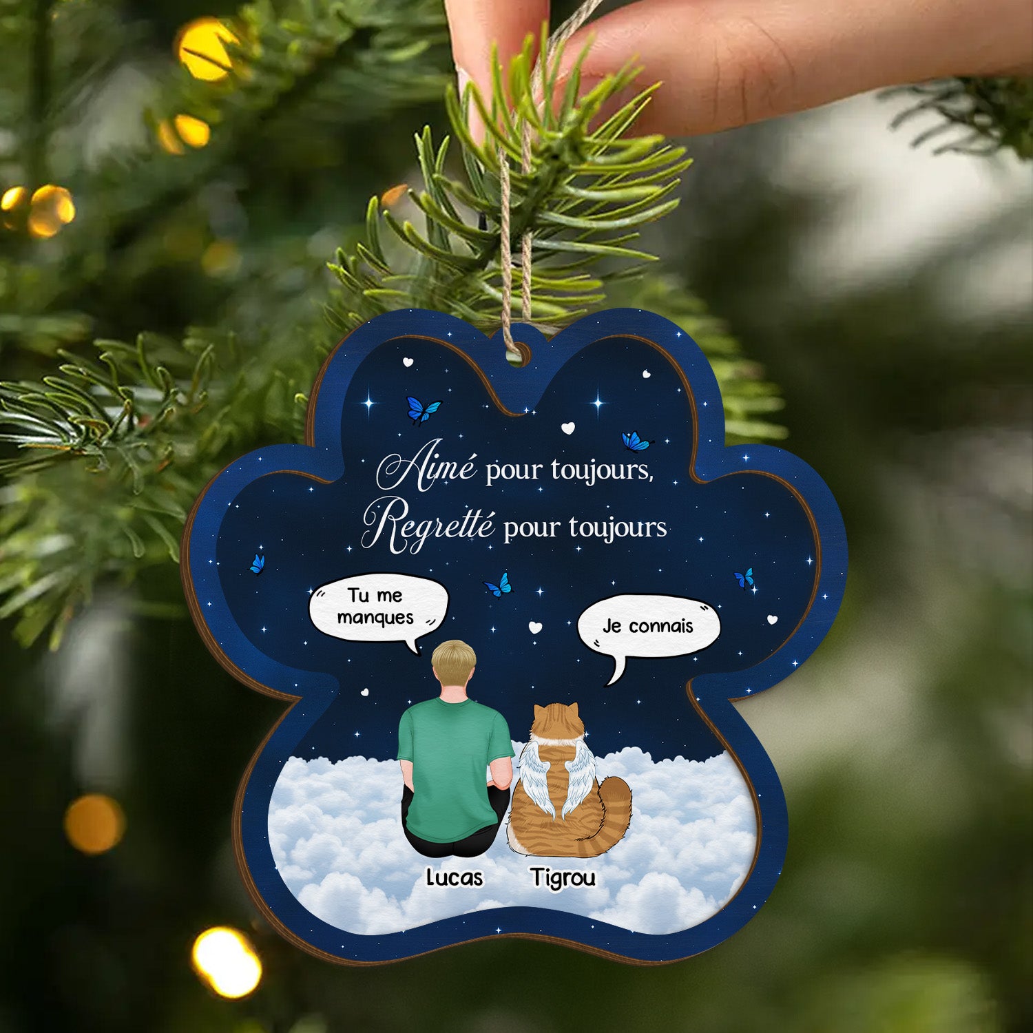 5471OFR2 ornement en bois a 2 couches chien commemoratif personnalise bonjour prefere adieu le plus difficile 5471o3ymc