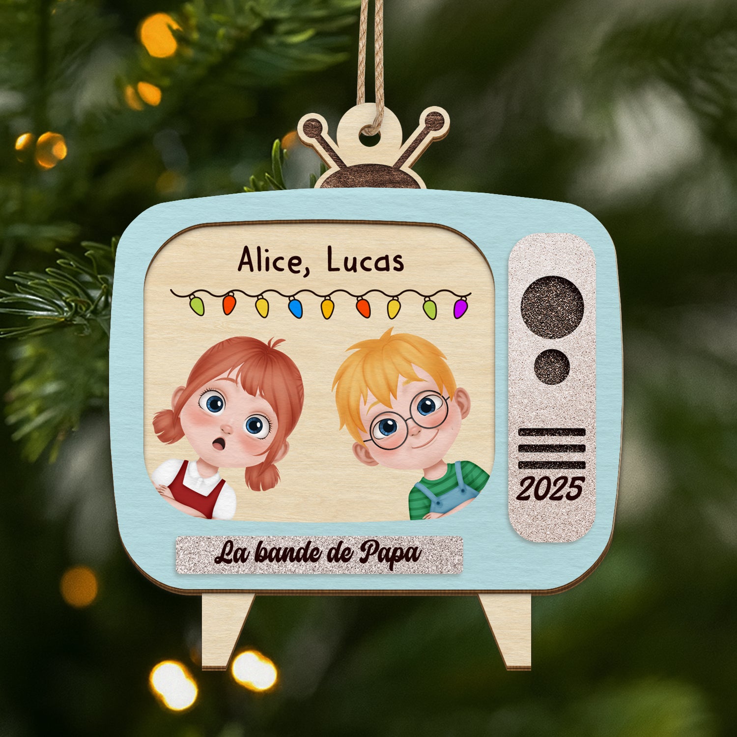 5475OFR1 ornement en bois a 2 couches personnalise la bande a papa version tele 5475otqzb