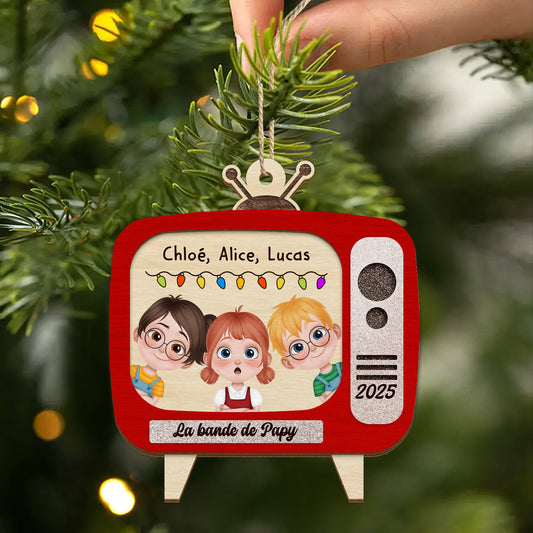 5475OFR2 ornement en bois a 2 couches personnalise la bande a papa version tele 5475otqzb